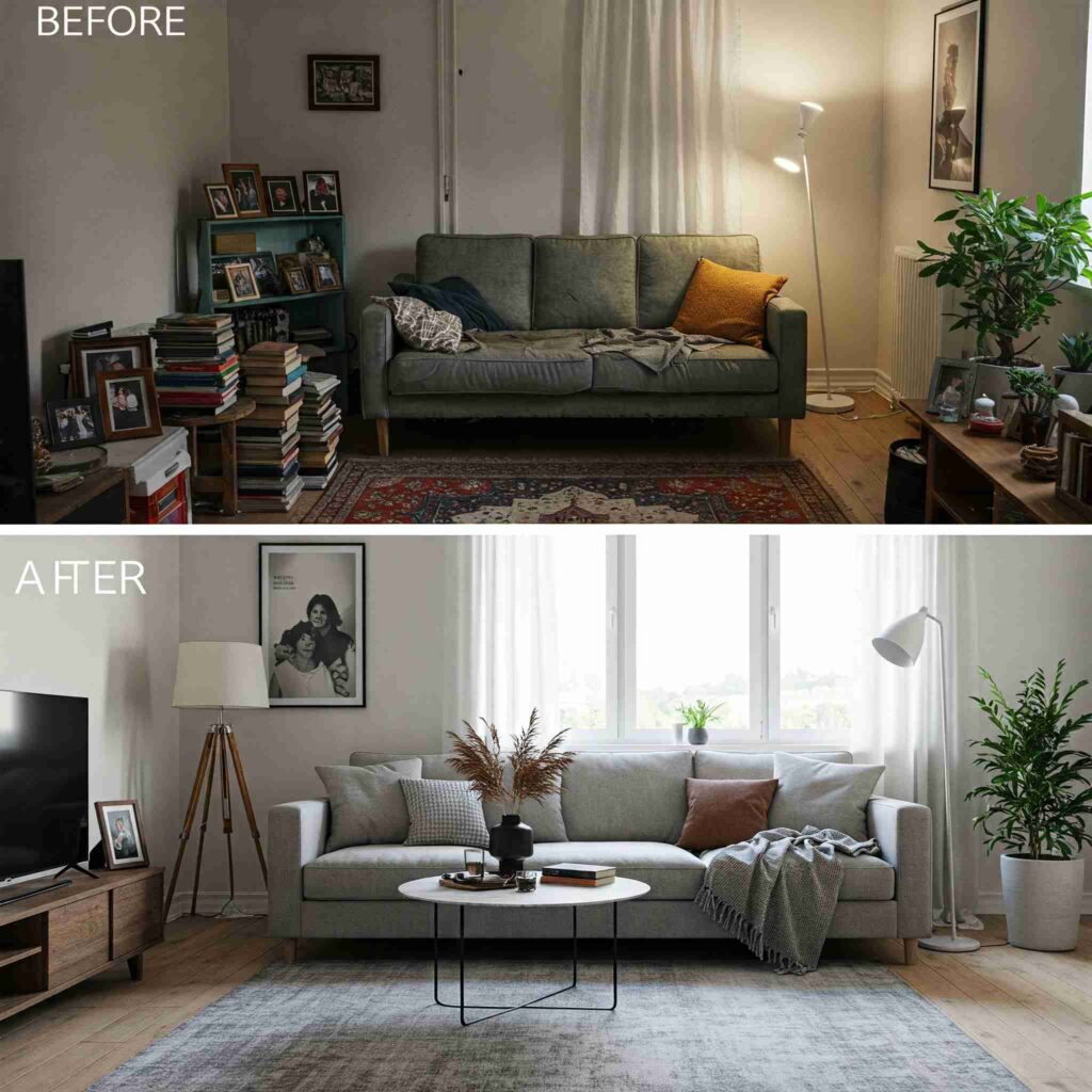 preparación del salon antes y después de las visitas